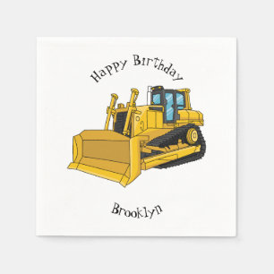 Bulldozer cartoon illustration napkin
