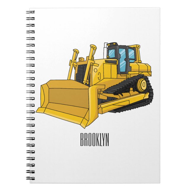 Bulldozer cartoon illustration notebook (Front)
