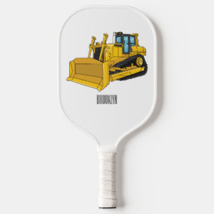 Bulldozer cartoon illustration pickleball paddle