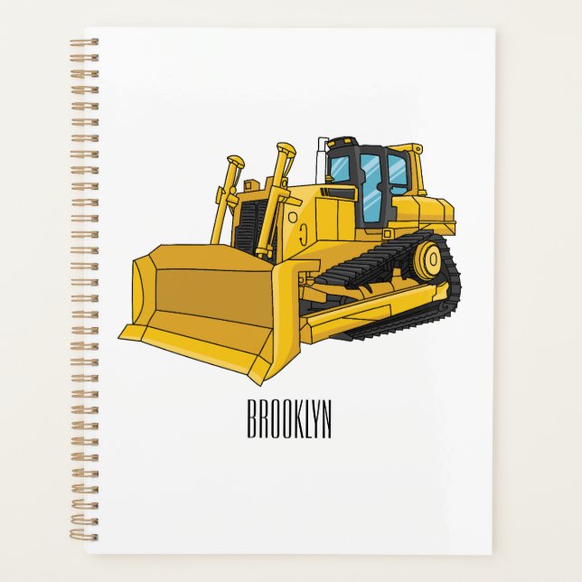 Bulldozer cartoon illustration planner (Front)