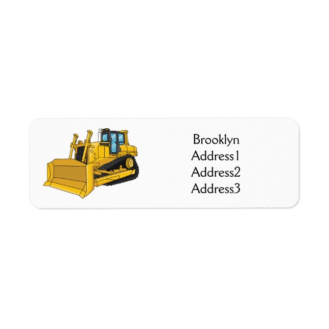 Bulldozer cartoon illustration return address label (Front)