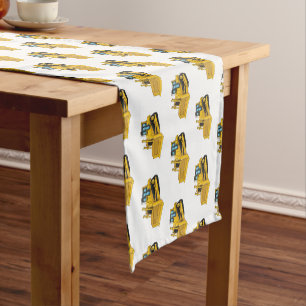 Bulldozer cartoon illustration short table runner