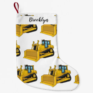 Bulldozer cartoon illustration small christmas stocking