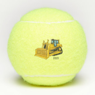 Bulldozer cartoon illustration tennis balls