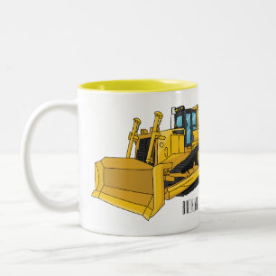 Bulldozer cartoon illustration Two-Tone coffee mug