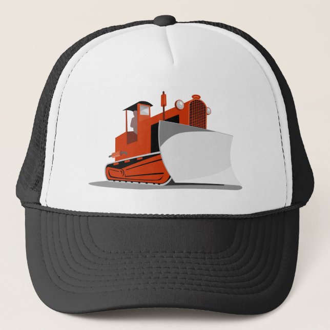 bulldozer construction equipment machinery trucker hat (Front)