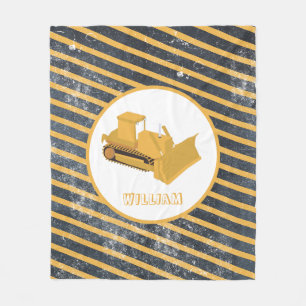 Bulldozer Construction Truck  Fleece Blanket