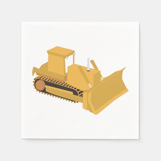 Bulldozer Construction Truck Napkin (Front)
