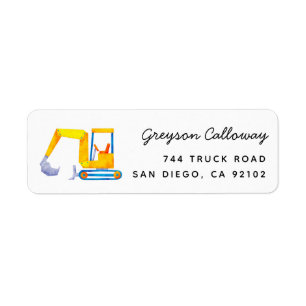 Bulldozer Construction Truck Return Address Label