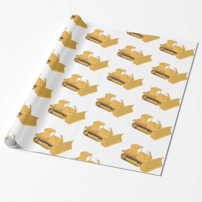 Bulldozer Construction Truck Wrapping Paper (Unrolled)