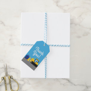 Bulldozer Cute Kids Birthday Party Construction Gift Tags