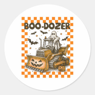 Bulldozer Halloween Boo Dozer Construction Truck B Classic Round Sticker