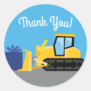 Bulldozer Kid's Birthday Party Construction Truck Classic Round Sticker