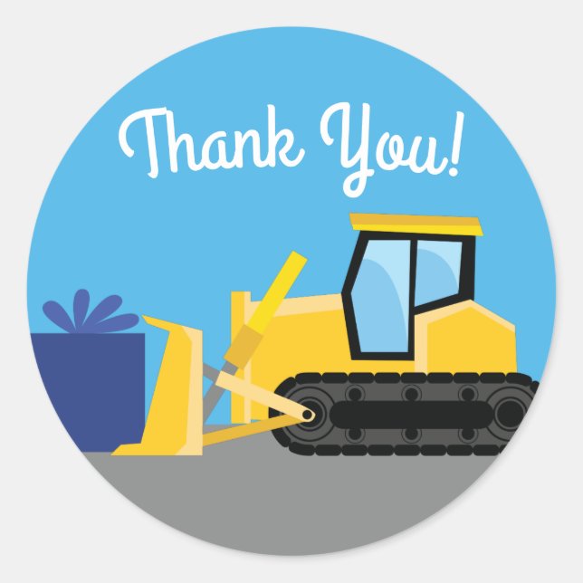 Bulldozer Kid's Birthday Party Construction Truck Classic Round Sticker (Front)