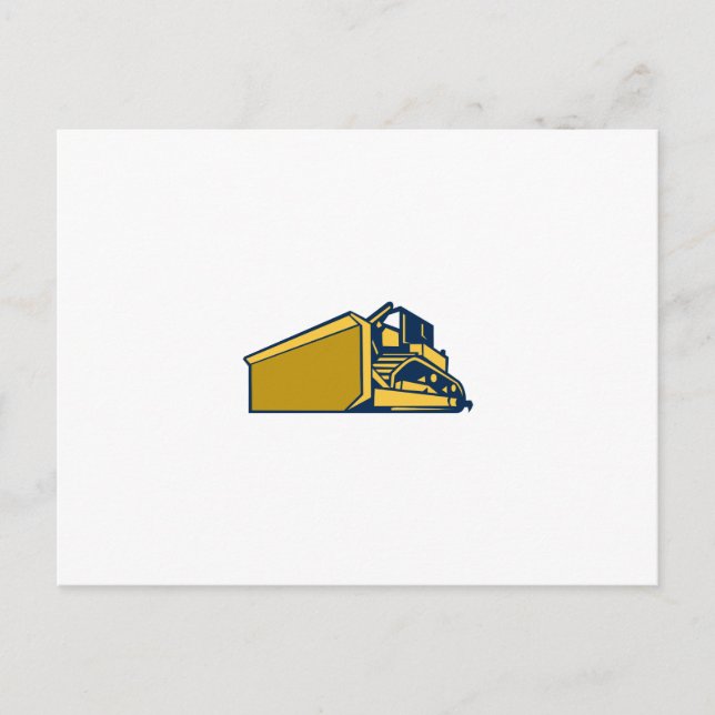 Bulldozer Low Angle Retro Postcard (Front)