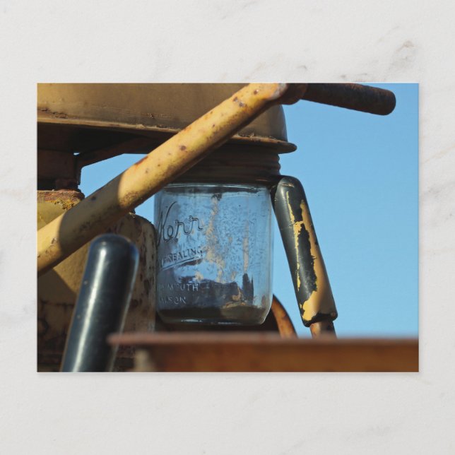 Bulldozer Mason Jar Cup Holder Postcard (Front)