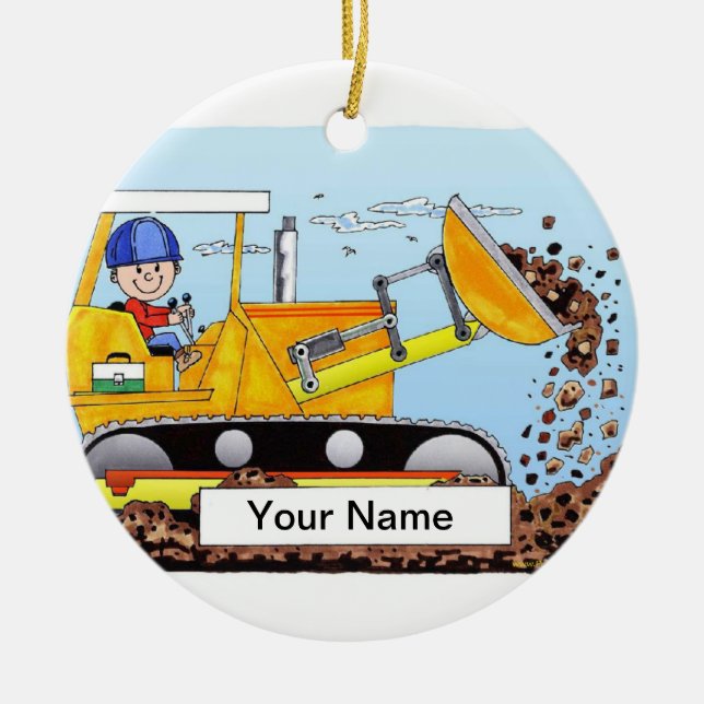 Bulldozer Operator - Male Ceramic Ornament (Front)