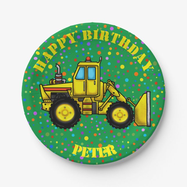 Bulldozer Paper Plates (Front)