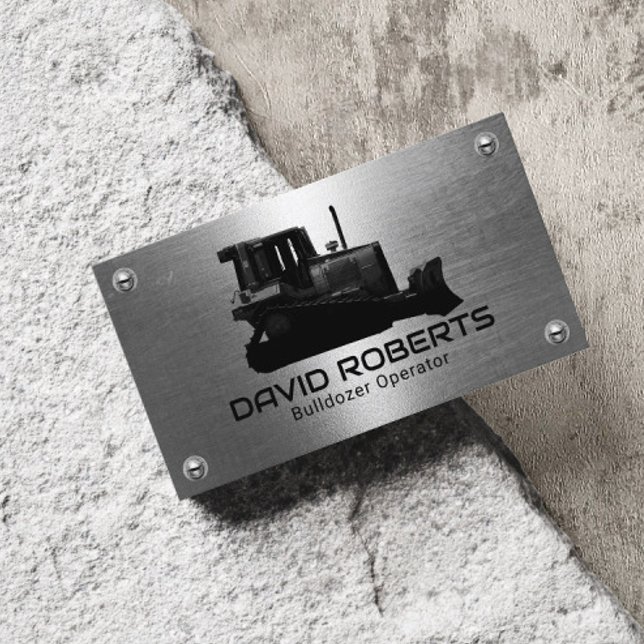 Bulldozer Plant Operator Faux Metal Construction Business Card (Creator Uploaded)