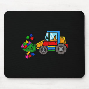 Bulldozer Puzzle Autism Awareness Month Toddlers Mouse Pad
