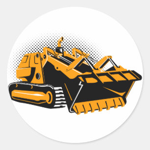 Bulldozer retro style classic round sticker