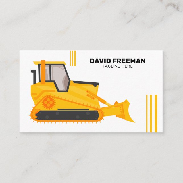 Bulldozer White Construction Heavy Equipment Business Card (Front)