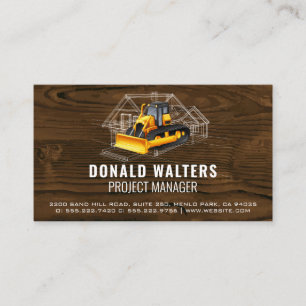 Bulldozer Wood Blueprints Business Business Card