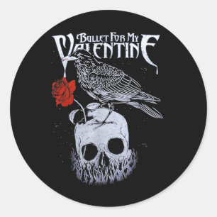 Bullet Funny For My Valentinee Skull Roses Classic Round Sticker