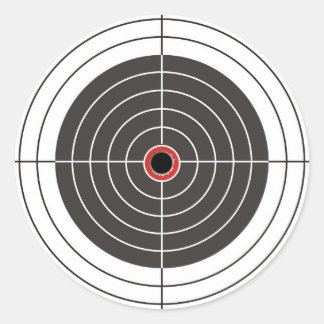 Bullet hole in the target - bull's eye shooting classic round sticker