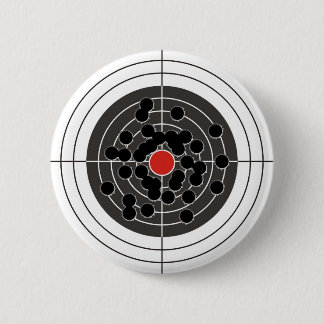 Bullet holes in target - but not the bulls-eye! 6 cm round badge