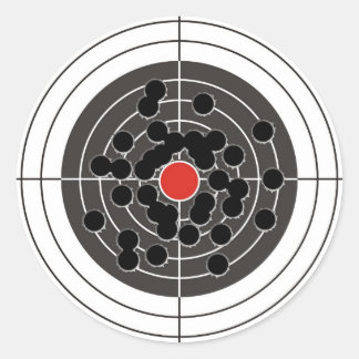 Bullet holes in target - but not the bulls-eye! classic round sticker