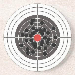 Bullet holes in target - but not the bulls-eye! coaster