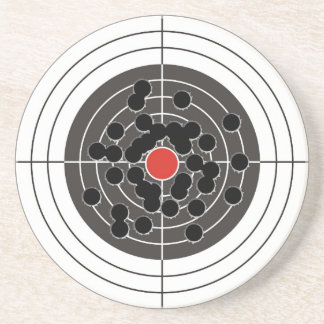 Bullet holes in target - but not the bulls-eye! coaster
