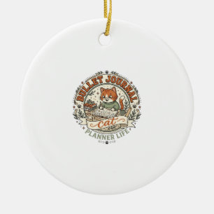 Bullet Journal Cat Bullet Journal Cat Vintage Vect Ceramic Ornament
