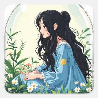 Bullet Journalling Series4 - Terrarium Girl 4 Square Sticker