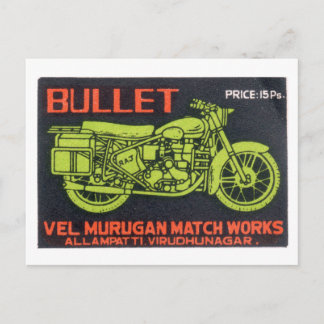 Bullet Match Works Vintage Label Postcard