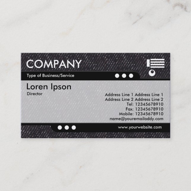 Bullet Train - Black Denim Texture Business Card (Front)