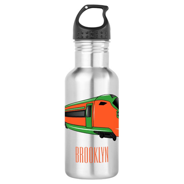 Bullet train cartoon illustration 532 ml water bottle (Front)