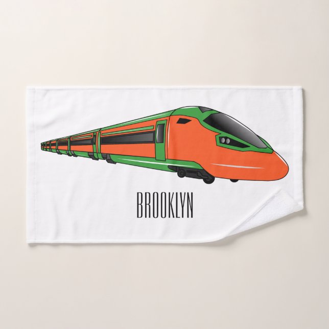 Bullet train cartoon illustration bath towel set (Hand Towel)