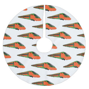 Bullet train cartoon illustration brushed polyester tree skirt