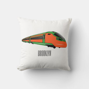 Bullet train cartoon illustration cushion