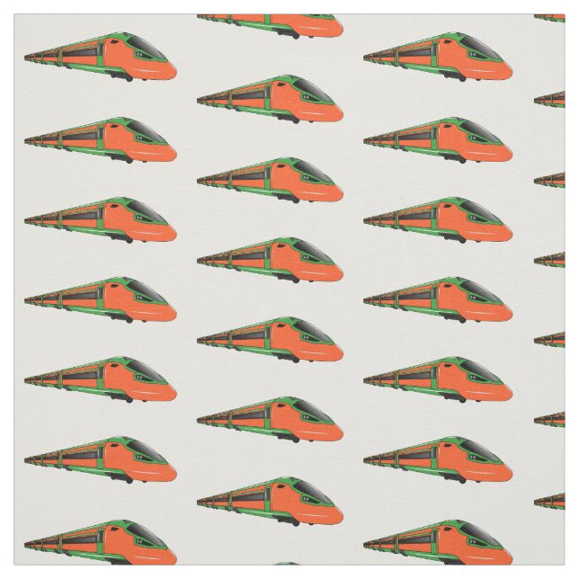 Bullet train cartoon illustration fabric (Swatch)