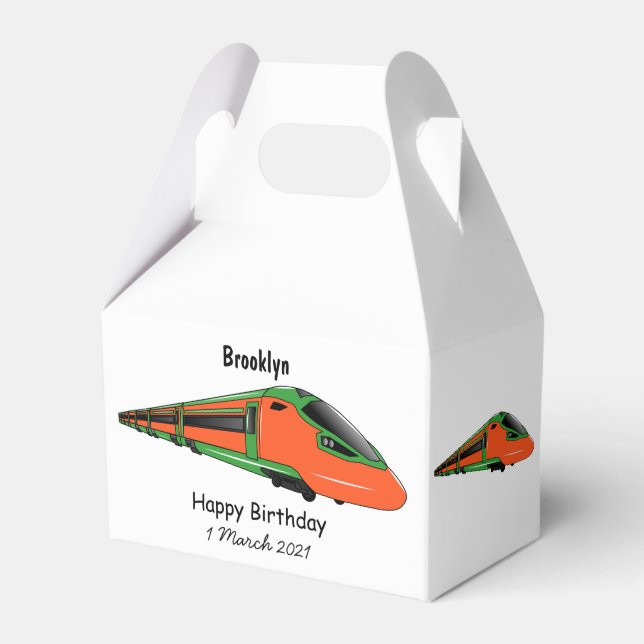 Bullet train cartoon illustration favour box (Front Side)