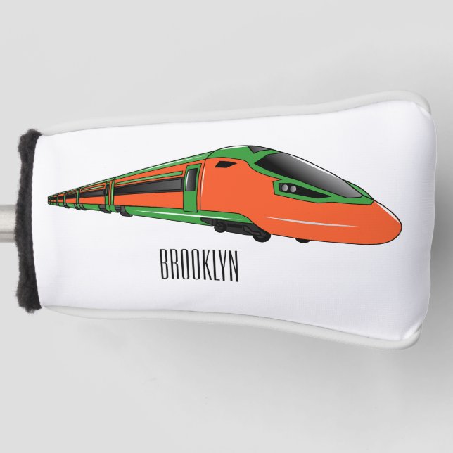 Bullet train cartoon illustration golf head cover (Front)