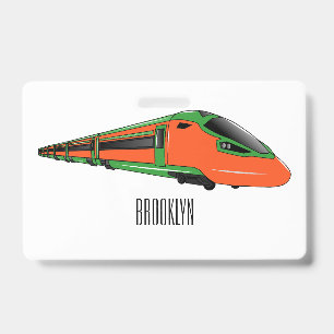 Bullet train cartoon illustration ID badge