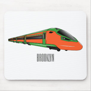 Bullet train cartoon illustration mouse pad