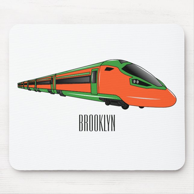 Bullet train cartoon illustration mouse pad (Front)