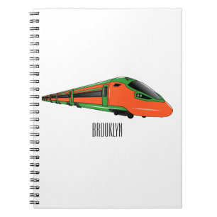 Bullet train cartoon illustration notebook