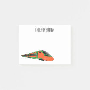 Bullet train cartoon illustration post-it notes