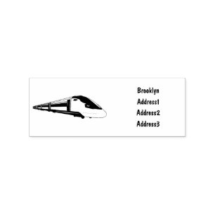 Bullet train cartoon illustration rubber stamp